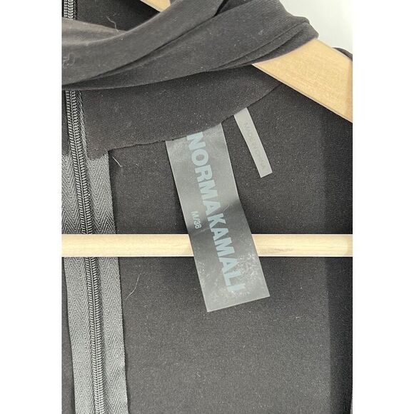 Norma Kamali Cut Out Turtleneck Top Size Medium 38 Pullover Thumb Holes Black - Picture 2 of 4